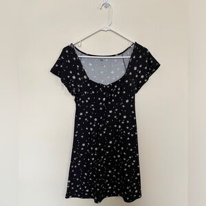 Black Dress with White Floral Design